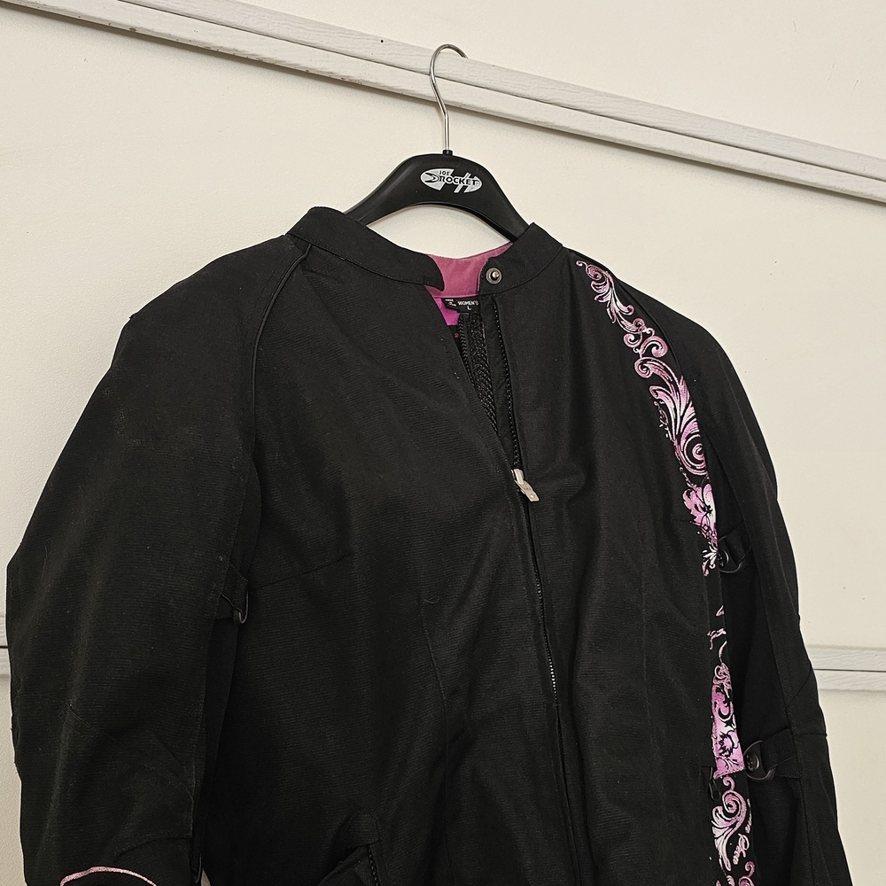 Joe Rocket Women's NWOT Black and Pink Moto Bomber RIding Jacket
